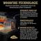 'WOODFIRE-TECHNOLOGIE' Titel oben. Abbildung zeigt einen Grill mit einem integrierten Smoker-Box, Konvektionsgebläse und Holzpellets für verbessertes Aroma.