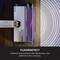 Staubsauger mit 'FLOORDETECT'-Funktion, erkennt Bodentyp und optimiert Leistung. Sichtbare Saugtechnologie, violette Lichter.