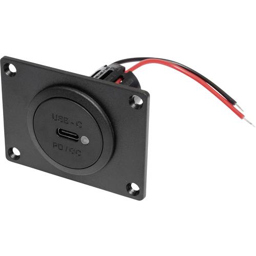 ProCar Power USB-C Einbausteckdose PD/QC mit LED + Montageplatte Belastbarkeit Strom max.=3 A 12 oder 24 V/DC
