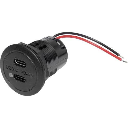 ProCar Power USB-C Doppelsteckdose PD/QC EV mit LED max 2x 30 Watt Belastbarkeit Strom max.=3 A 12 oder 24 V/DC