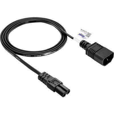 Stromkabel mit IEC-Stecker und Buchse, geeignet für die Verbindung von Geräten mit einem Stromverteiler oder einer Steckdose.