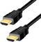 Ein schwarzes HDMI-Kabel mit goldenen Anschlüssen, geeignet für die Übertragung von Audio- und Videosignalen zwischen elektronischen Geräten.
