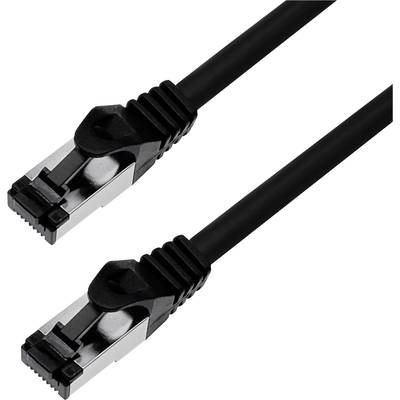 Zwei schwarze Netzwerkkabel mit Metallsteckverbindern liegen parallel zueinander.