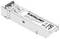 Ein silberner Intellinet SFP-Transceiver mit Markierungen für 550m Reichweite, 1,25Gbps Data Rate und FCC-/CE-Zertifizierungen.