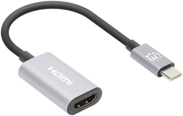 Manhattan USB-Adapter  HDMI 2.0 HDMI-A Buchse, USB-C® Stecker 0.11 m Spacegrau  153973