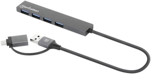 Manhattan 181006 USB-Hub 4 Port USB-A USB 3.0 5 GBit/s  Spacegrau 181006
