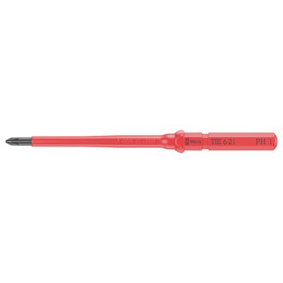 Ein roter Schraubendreher mit der Aufschrift 'Wiha TTE 621 PH 1', geeignet für präzises Arbeiten und Einsatz bei empfindlichen Geräten.