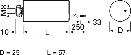 010 450 MKP Motor-Betriebskondensator 1µF 450V Comar Kabel-2