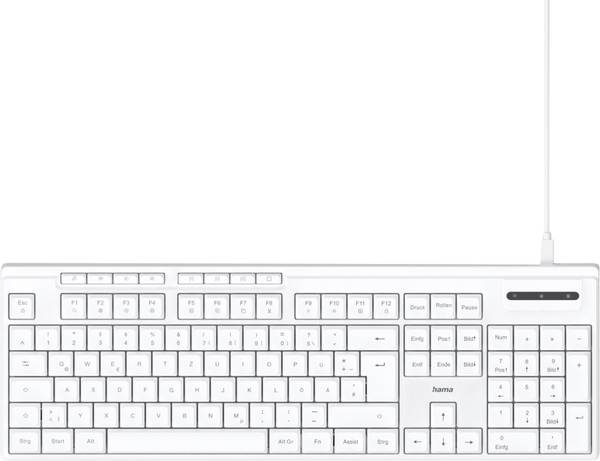 Hama CK-200 USB Tastatur Deutsch, QWERTZ Weiß Multimediatasten