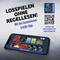 'Losspielen ohne Regellesen!' steht neben einem Smartphone mit Spiele-App. Ein QR-Code bietet eine Tutorial- und Abenteuerbuch-App an.