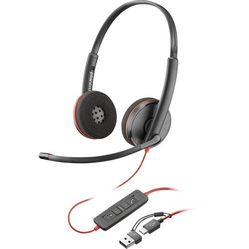 Thumbnail - HP Poly Blackwire C3220 Over Ear Headset kabelgebunden Stereo Schwarz Headset, Lautstärkeregelung, Mikrofon-Stummschaltu...