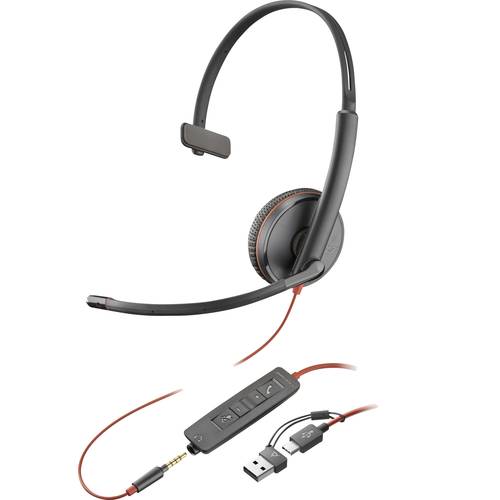 HP Poly Blackwire C3215 Over Ear Headset kabelgebunden Mono Schwarz Headset, Lautstärkeregelung, Mikrofon-Stummschaltung...