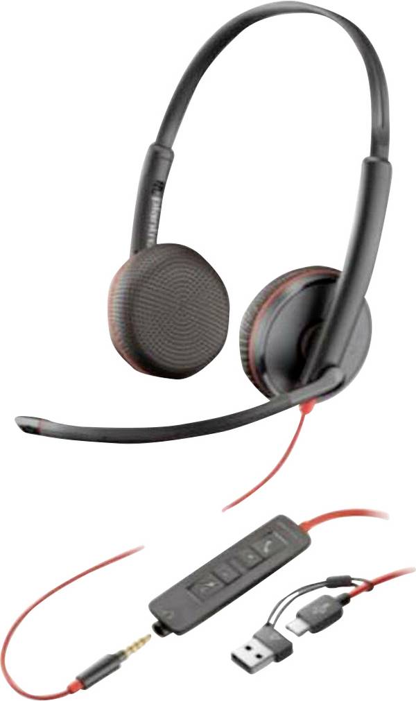 HP Poly Blackwire C3225 Over Ear Headset kabelgebunden Stereo Schwarz Mikrofon-Rauschunterdrückung Headset, Lautstärkeregelung, Mikrofon-Stummschaltung Computer