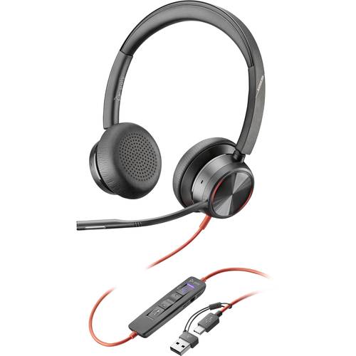 HP Poly Blackwire C8225-M On Ear Headset kabelgebunden Stereo Schwarz Noise Cancelling Headset, Lautstärkeregelung, Mikr...