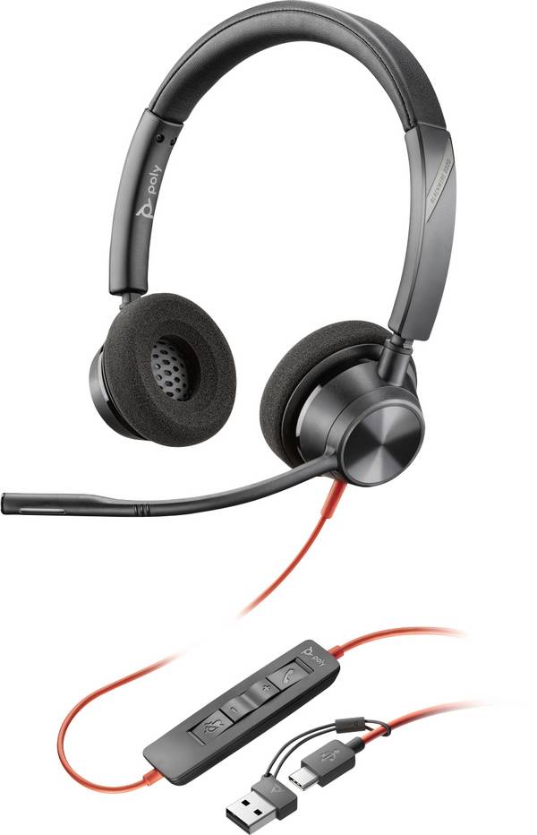 HP Poly Blackwire C3320 On Ear Headset kabelgebunden Stereo Schwarz Mikrofon-Rauschunterdrückung Headset, Lautstärkeregelung, Mikrofon-Stummschaltung Computer