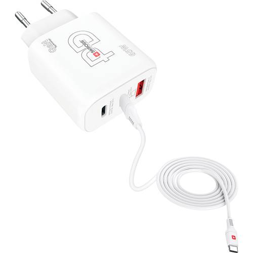 Skross Power Charger 65W PD GaN Combo+ EU USB Ladegerät 65 W 1x USB-A, 2x USB-C® USB PD Weiß Innenbereich