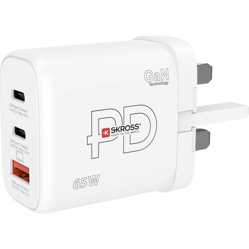 Skross Power Charger 65W PD GaN UK USB Ladegerät 65 W 1x USB-A, 2x USB-C® USB PD Weiß Innenbereich