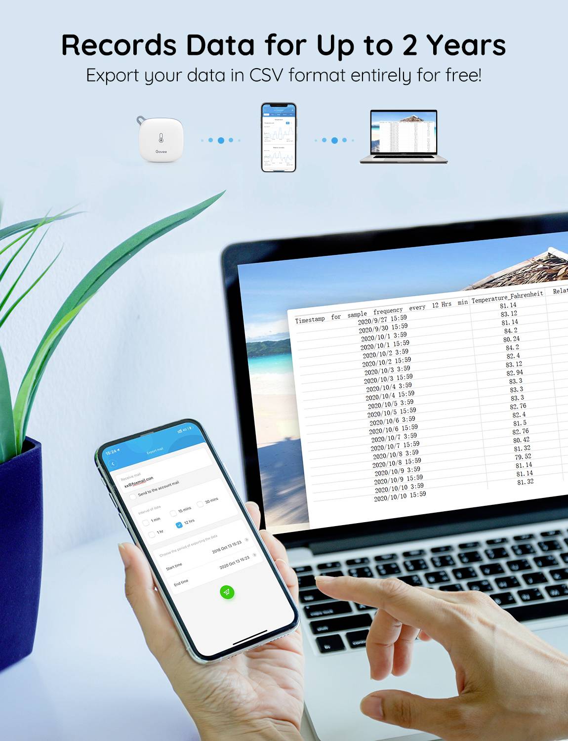 Govee WiFi Thermometer Hygrometer Funk-Thermo-/Hygrometer Weiß H5179001-9