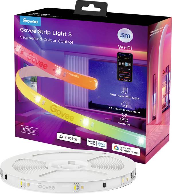 Govee LED Strip Lights Matter ready 3 Meter H612FCD1 LED-Streifen-Basisset   230 V, 24 V 3 m RGB  1 St.