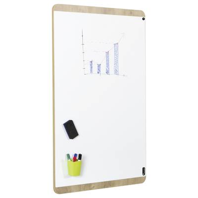 Weiße Tafel mit einem gezeichneten Diagramm, das steigende Balken und eine ansteigende Kurve zeigt. Marker und Schwamm unten links.