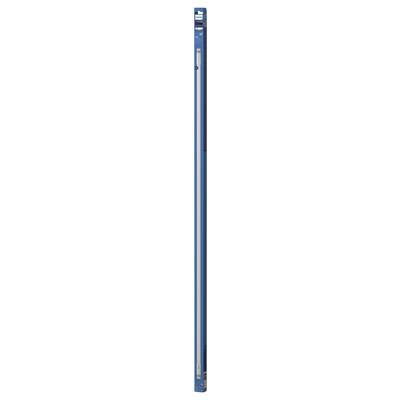 Ein blauer Zauberstab mit einem kleinen Knopf und einem langen, hellen Teil in der Mitte.