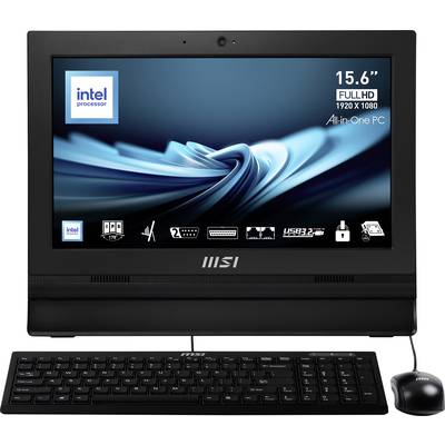 All-in-One-PC mit 15,6-Zoll-Full-HD-Bildschirm, Intel-Prozessor und Tastatur; ideal für kompakte Arbeitsumgebungen.