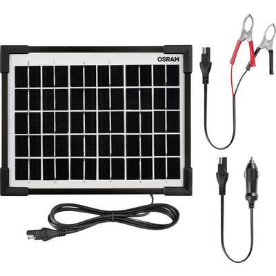 Solarladegerät mit rechteckigem Solarpanel, Steckverbindungen und Klemmen, geeignet für das Laden von Batterien oder Geräten.