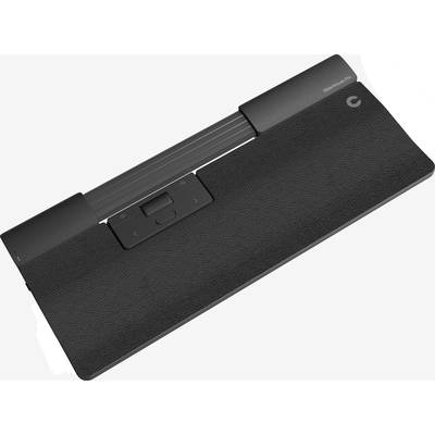 Schwarzes ergonomisches Touchpad mit Vor- und Zurück-Tasten und Lederbezug. Geeignet für Computerbedienung und Gestensteuerung.