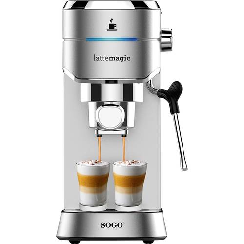 SOGO Human Technology CAF-SS-7600 Espressomaschine Silber 1450 W mit Milchaufschäumdüse