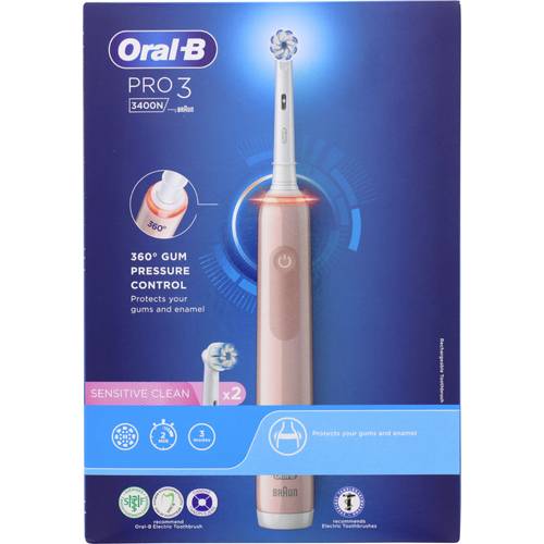 Oral-B Pro3 3400N Pink Sensitive Pro3 3400N Elektrische Zahnbürste Rotierend/Oszilierend/Pulsieren Pink