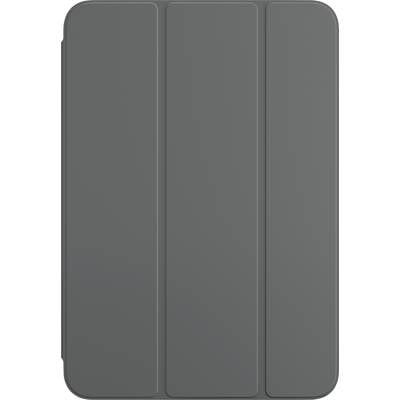 Eine graue Tablet-Hülle mit dreiteiligem Design, geschlossen.