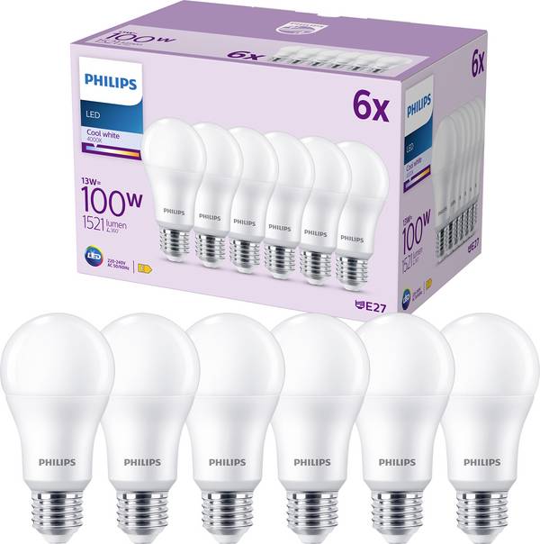 Philips LED 9290023069 LED EEK E (A - G) E27 Glühlampenform 13 W = 100 W Neutralweiß (Ø x H) 60 mm x 120 mm 6 St.