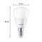 LED-Glühbirne mit E14-Sockel, Höhe 88 mm, Durchmesser 45 mm, Marke 'Philips'.