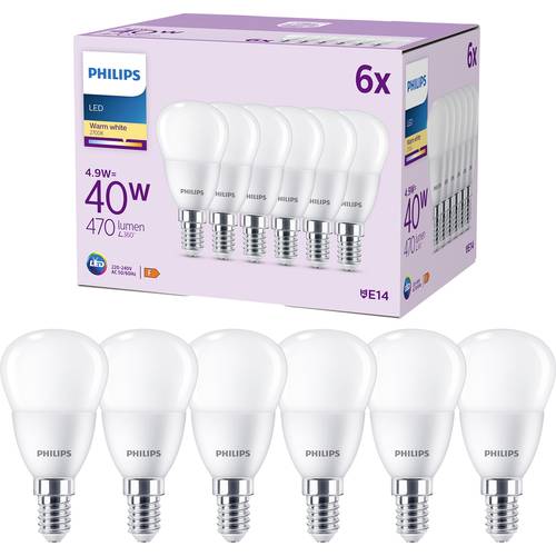 Philips LED 9290035465 LED EEK F (A - G) E14 Glühlampenform 4.9 W = 40 W Warmweiß (Ø x L) 35 mm x 106 mm 6 St.