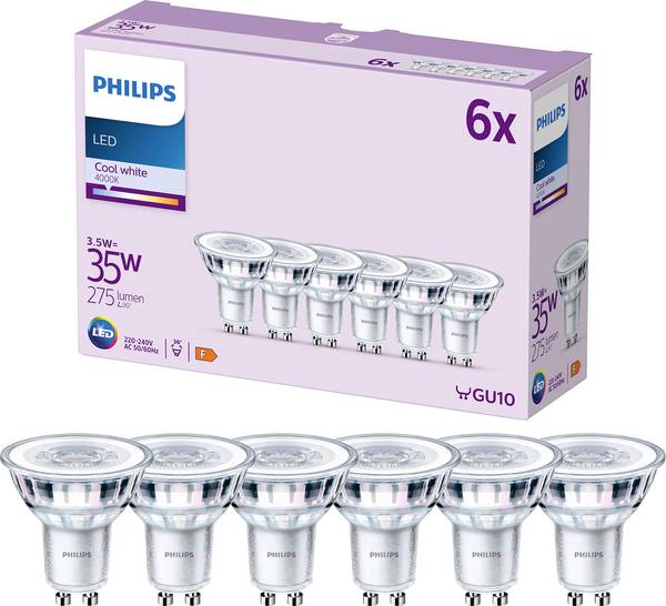 Philips LED 9290012180 LED EEK F (A - G) GU10 Reflektor 3.5 W = 35 W Neutralweiß (Ø x H) 50 mm x 54 mm  6 St.