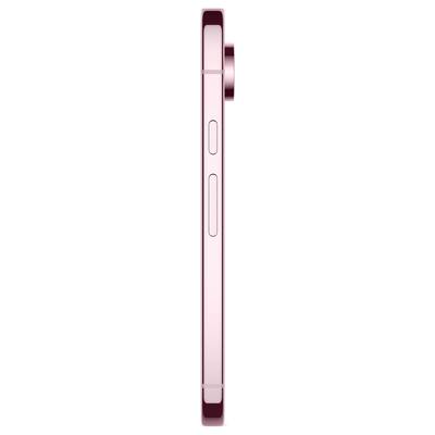 Seitenansicht eines pinkfarbenen Smartphones mit zwei seitlichen Knöpfen und einer hervorstehenden Kamera.