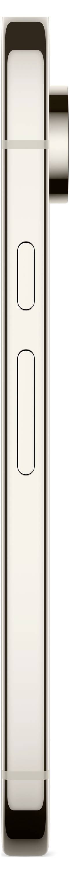 Seitenansicht eines dünnen Smartphones mit zwei Lautstärketasten und einer herausragenden Kameralinse.