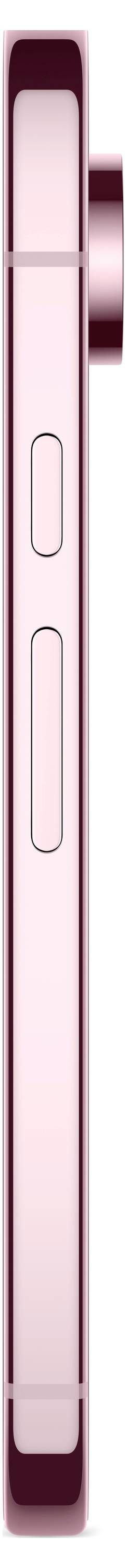 Ein schlankes Smartphone in Roségold, Seitenansicht mit zwei sichtbaren Tasten und einer herausragenden Kamera.