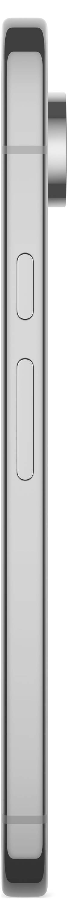 Silhouette eines Smartphones von der Seite mit sichtbar hervorstehendem Kameraobjektiv.