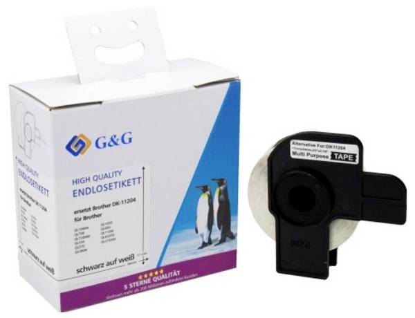 G&G Etiketten Kompatibel ersetzt Brother DK-11204 17 x 54 mm Thermodirekt Papier Weiß 400 St. Permanent haftend Adress-Etiketten ET-B-G-11204