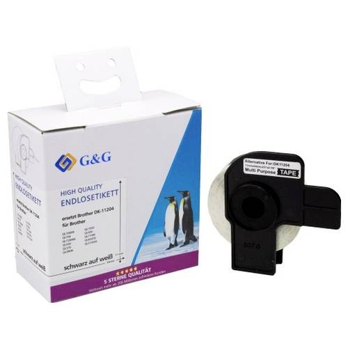 Thumbnail - G&G Etiketten Kompatibel ersetzt Brother DK-11204 17 x 54 mm Thermodirekt Papier Weiß 400 St. Permanent haftend Adress-E...
