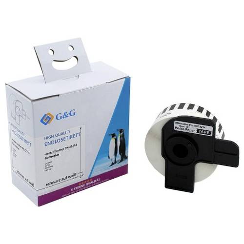 G&G Etiketten (Endlos) Kompatibel ersetzt Brother DK-22214 12 mm x 30.48 m Thermodirekt Papier Weiß 1 St. Permanent haft...