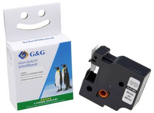 G&G BB-D-G-D1-45803 Kompatibel ersetzt DYMO 45803 Kunststoff Bandfarbe: Weiß Schriftfarbe: Schwarz 19 mm 7 m