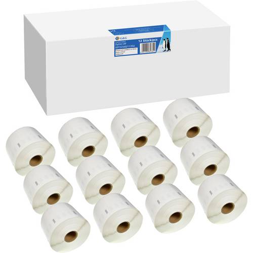 G&G Etiketten Kompatibel ersetzt DYMO 11354, S0722540 32 x 57 mm Thermodirekt Papier Weiß 12000 St. Permanent haftend Ad...