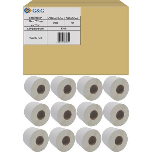 G&G Etiketten 57 x 32 mm Thermodirekt Papier Weiß 25200 St. Permanent haftend ET-Z-G-800262-125 Adress-Etiketten