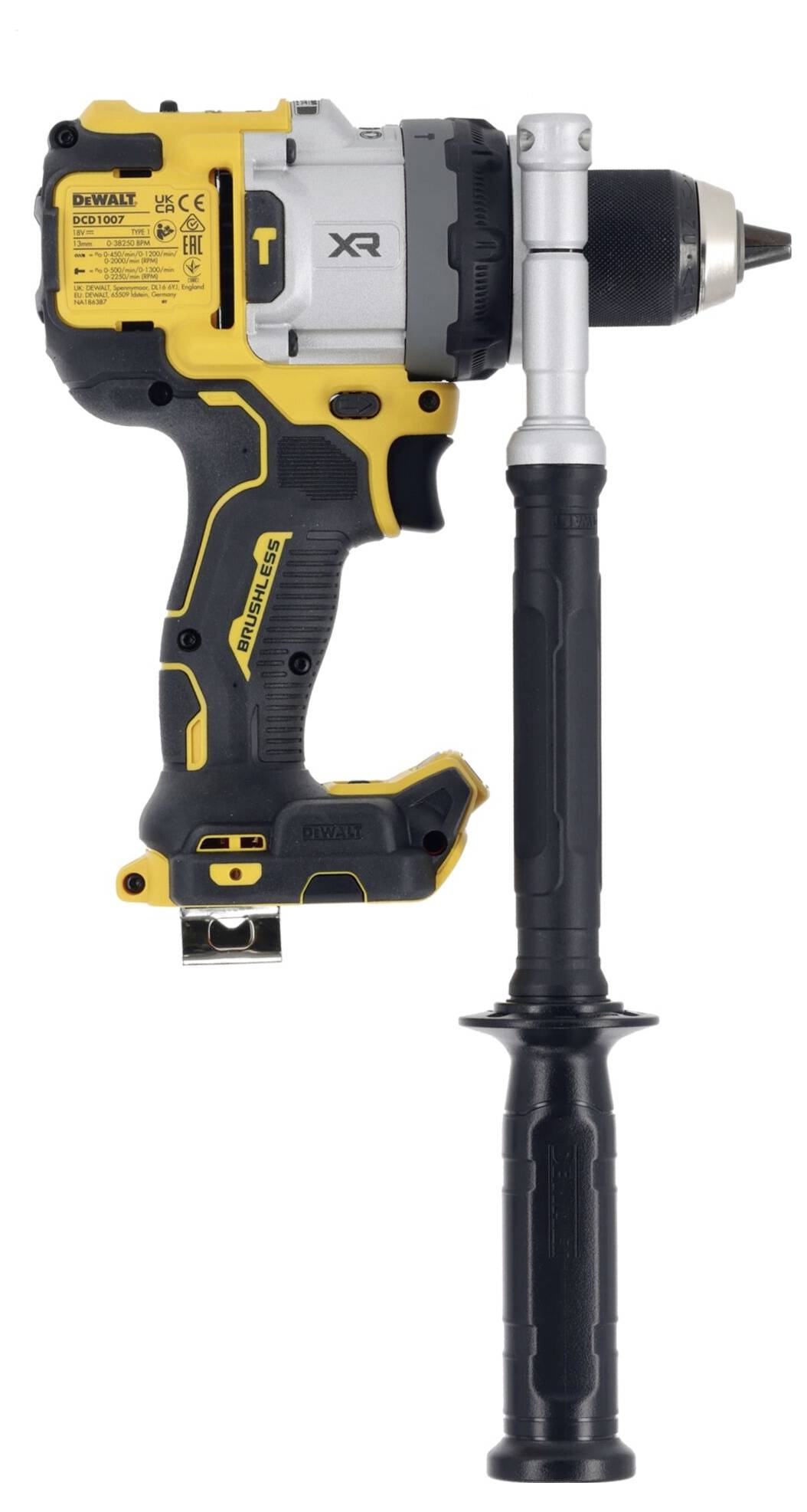 Akku-Schlagschrauber mit gelb-schwarzem Design, Metallgetriebe und ergonomischem Griff. Geeignet für bauhandwerkliche Arbeiten.