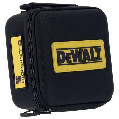 Schwarzes Hartschalen-Etui mit gelbem 'DEWALT'-Logo und Modellnummer 'DCLE1420IR'. Enthält möglicherweise Werkzeug oder Zubehör.
