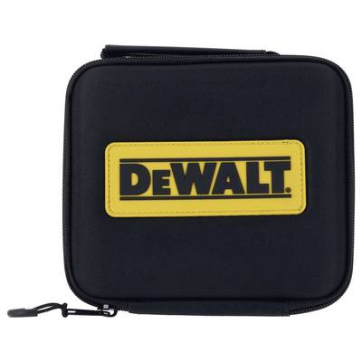 Schwarzes Etui mit gelbem 'DEWALT'-Logo vorne, ein Reißverschluss unten links. Ideal zur sicheren Aufbewahrung von Werkzeugen oder Zubehör.
