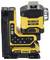 Ein gelbes DeWalt 18V XR Akku-Laser-Nivelliergerät, stehend, mit schwarzem Gehäuse und gelben Akzenten, geeignet für präzise Bauvermessungen.