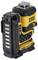 Ein Dewalt 18V XR Lasergerät mit digitalem Display und mehreren Tasten zur Nivellierung auf schwarzem und gelbem Gehäuse.